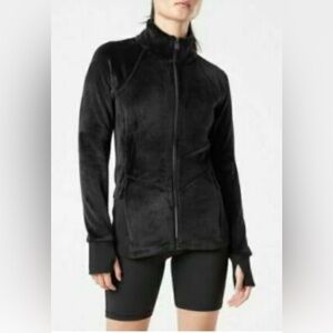 Athleta Cloud Fleece Jacket Women Size S Full Zip Cozy Plush Brown